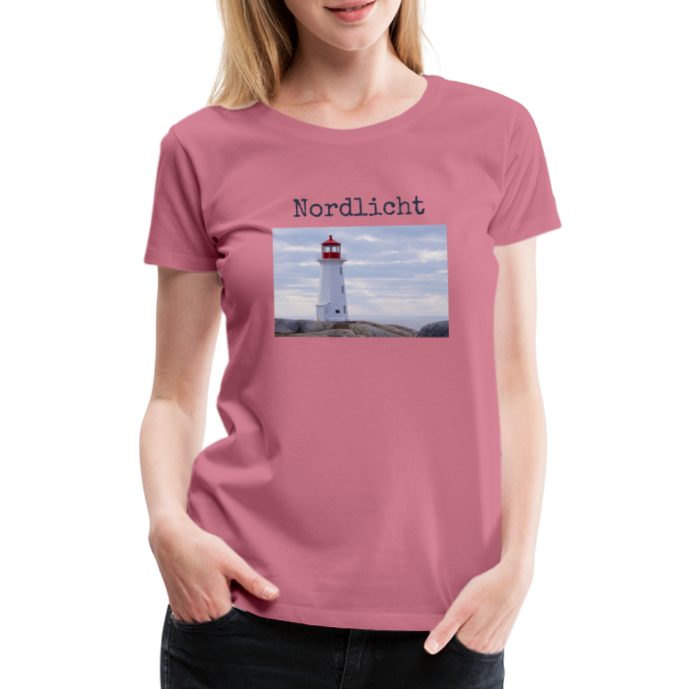 Frauen Premium T-Shirt - Nordlicht Leuchtturm - Malve