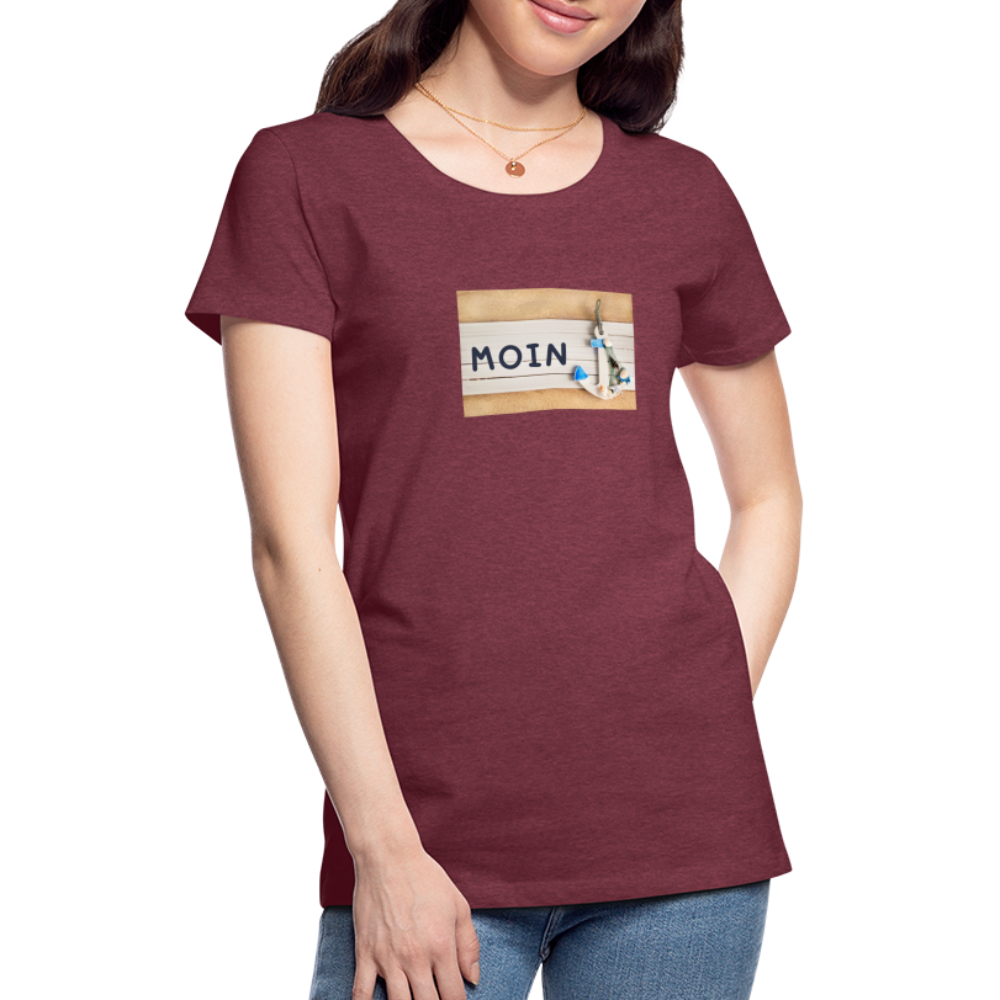 Frauen Premium T-Shirt -  Moin Anker - Bordeauxrot meliert