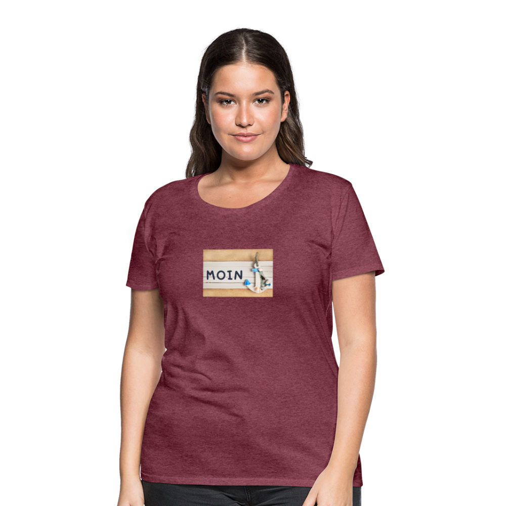 Frauen Premium T-Shirt -  Moin Anker - Bordeauxrot meliert