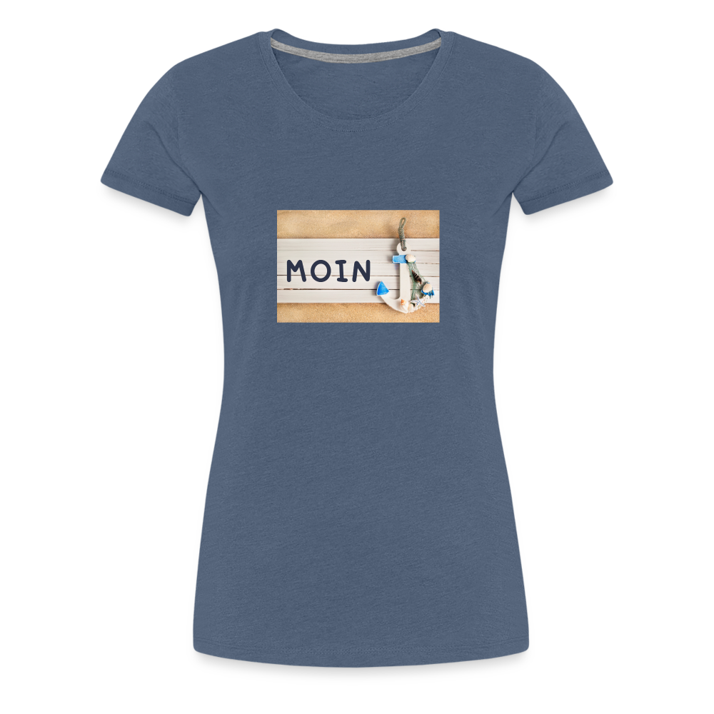 Frauen Premium T-Shirt -  Moin Anker - Blau meliert