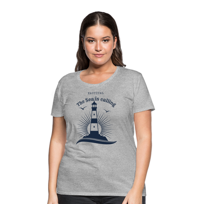 Frauen Premium T-Shirt - Nautical The Sea is calling - Grau meliert