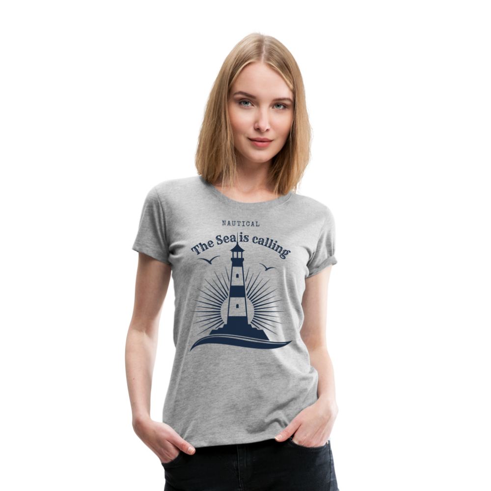 Frauen Premium T-Shirt - Nautical The Sea is calling - Grau meliert