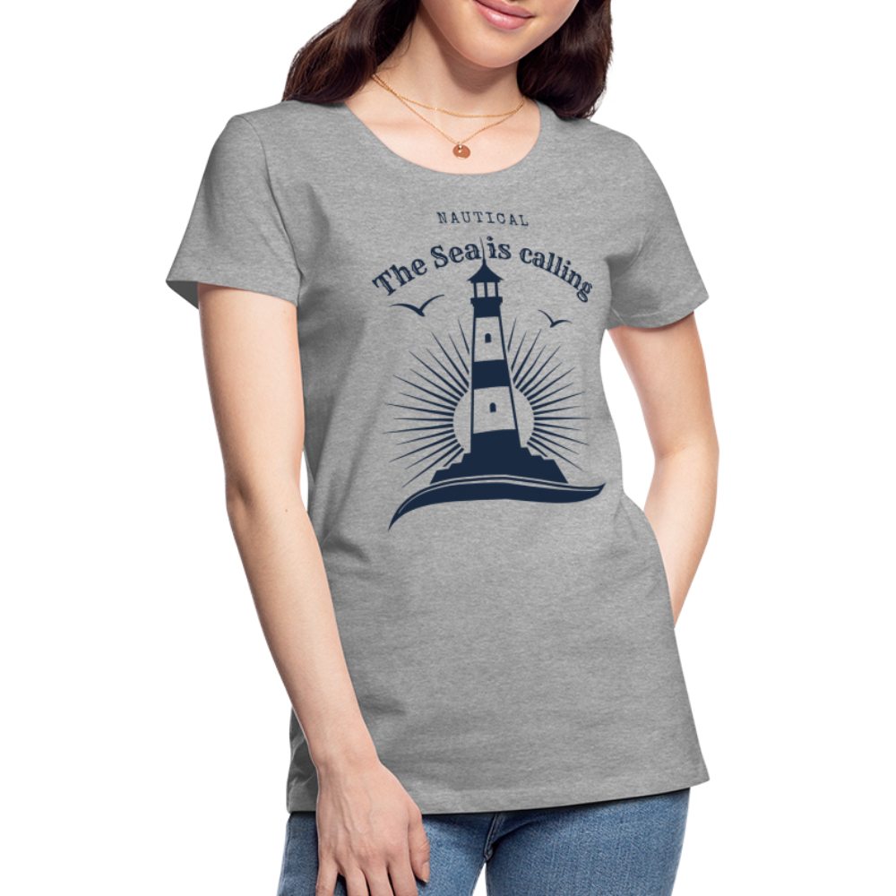 Frauen Premium T-Shirt - Nautical The Sea is calling - Grau meliert