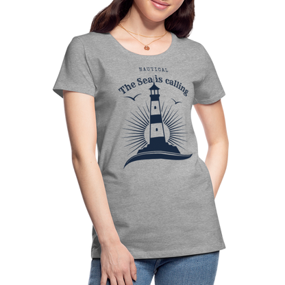 Frauen Premium T-Shirt - Nautical The Sea is calling - Grau meliert