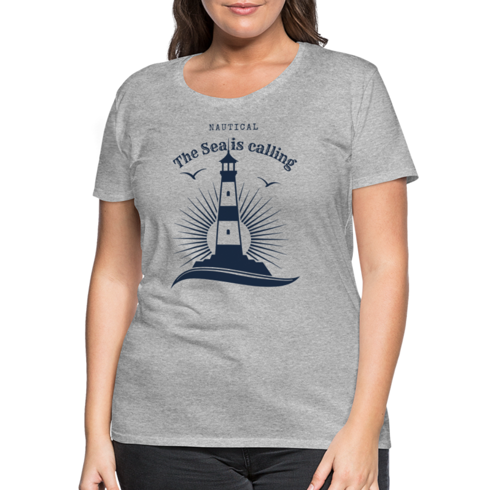 Frauen Premium T-Shirt - Nautical The Sea is calling - Grau meliert