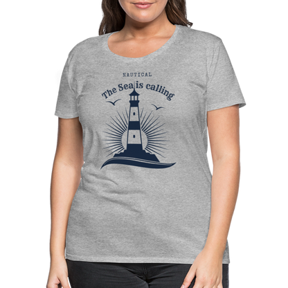 Frauen Premium T-Shirt - Nautical The Sea is calling - Grau meliert