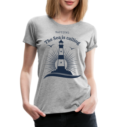 Frauen Premium T-Shirt - Nautical The Sea is calling - Grau meliert