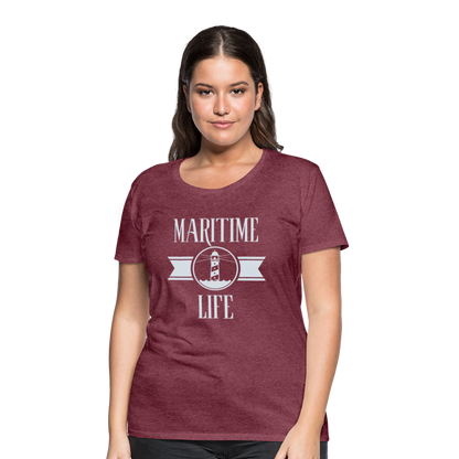 Frauen Premium T-Shirt - Maritime Life Light - Bordeauxrot meliert