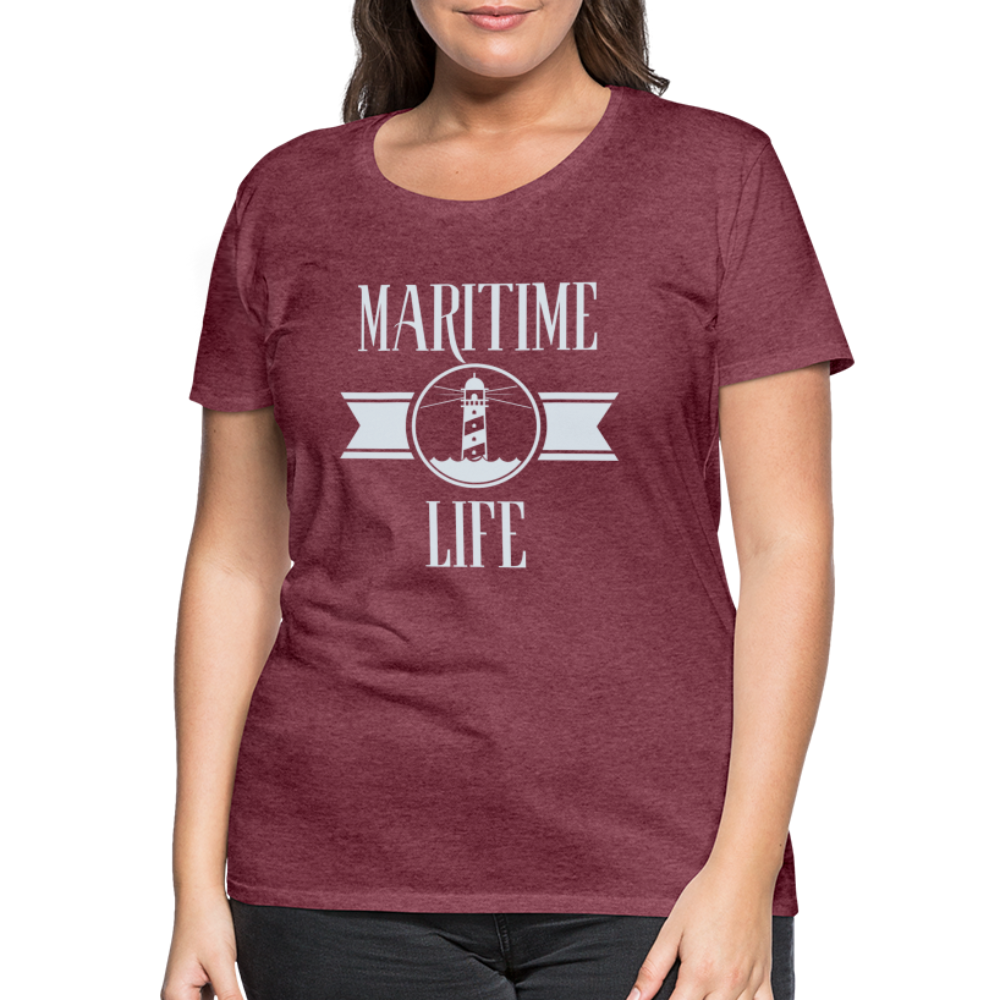 Frauen Premium T-Shirt - Maritime Life Light - Bordeauxrot meliert