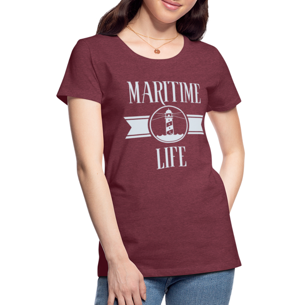 Frauen Premium T-Shirt - Maritime Life Light - Bordeauxrot meliert