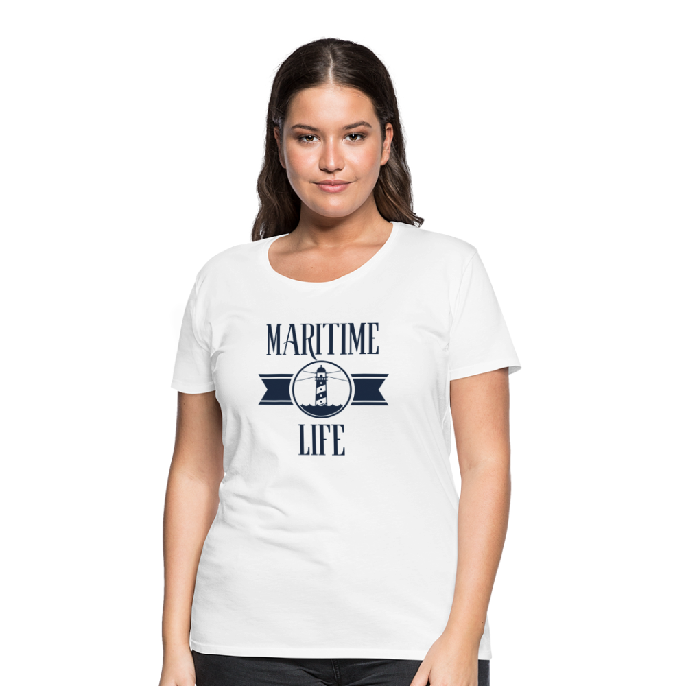 Frauen Premium T-Shirt - Maritim Life Navi - weiß