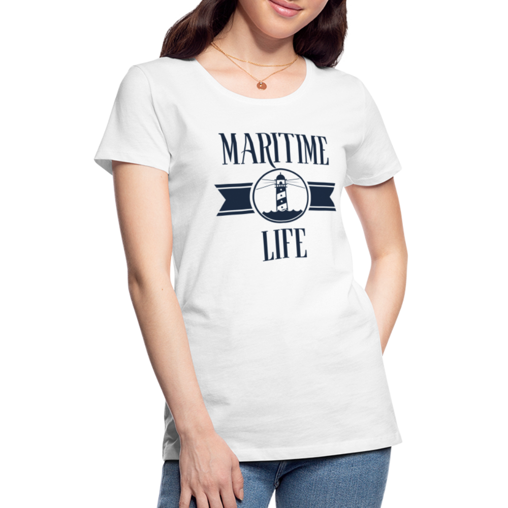 Frauen Premium T-Shirt - Maritim Life Navi - weiß