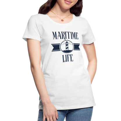 Frauen Premium T-Shirt - Maritim Life Navi - weiß