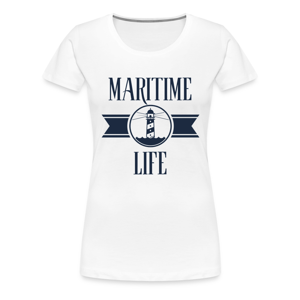 Frauen Premium T-Shirt - Maritim Life Navi - weiß