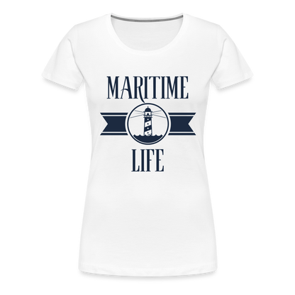 Frauen Premium T-Shirt - Maritim Life Navi - weiß