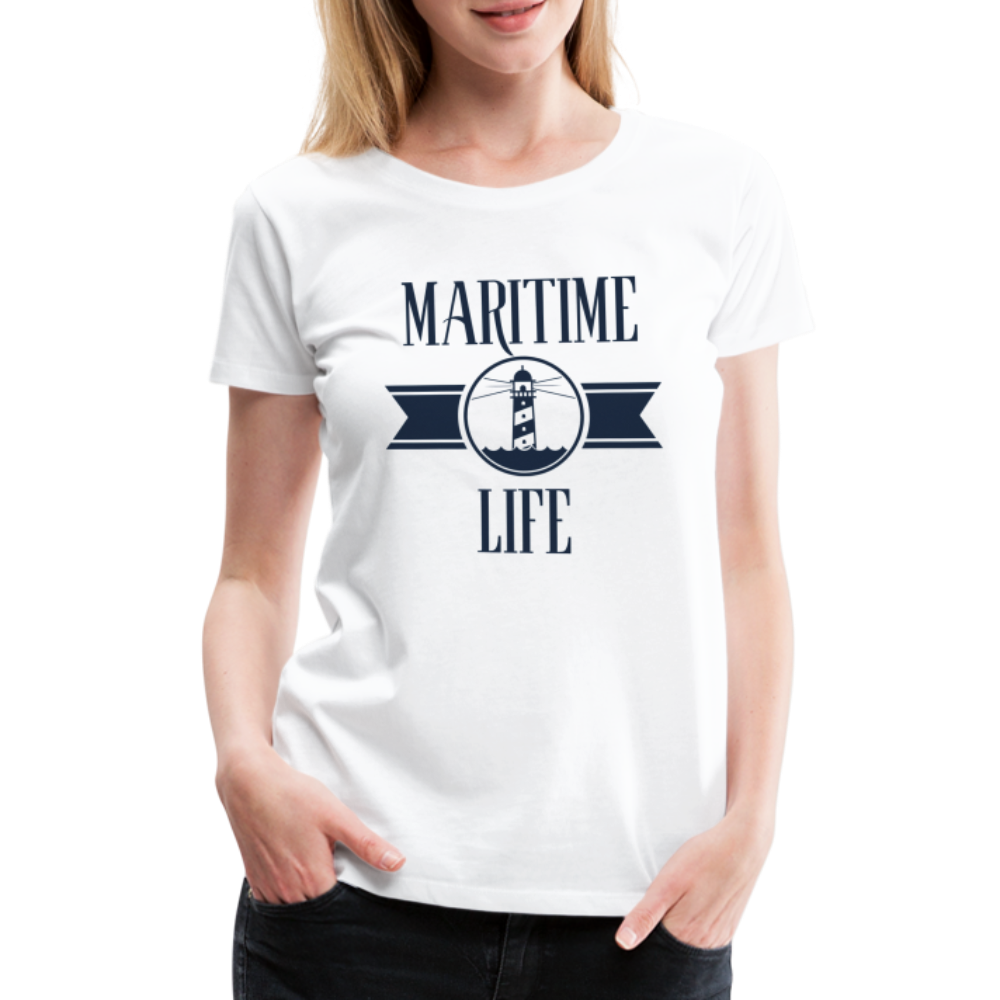 Frauen Premium T-Shirt - Maritim Life Navi - weiß