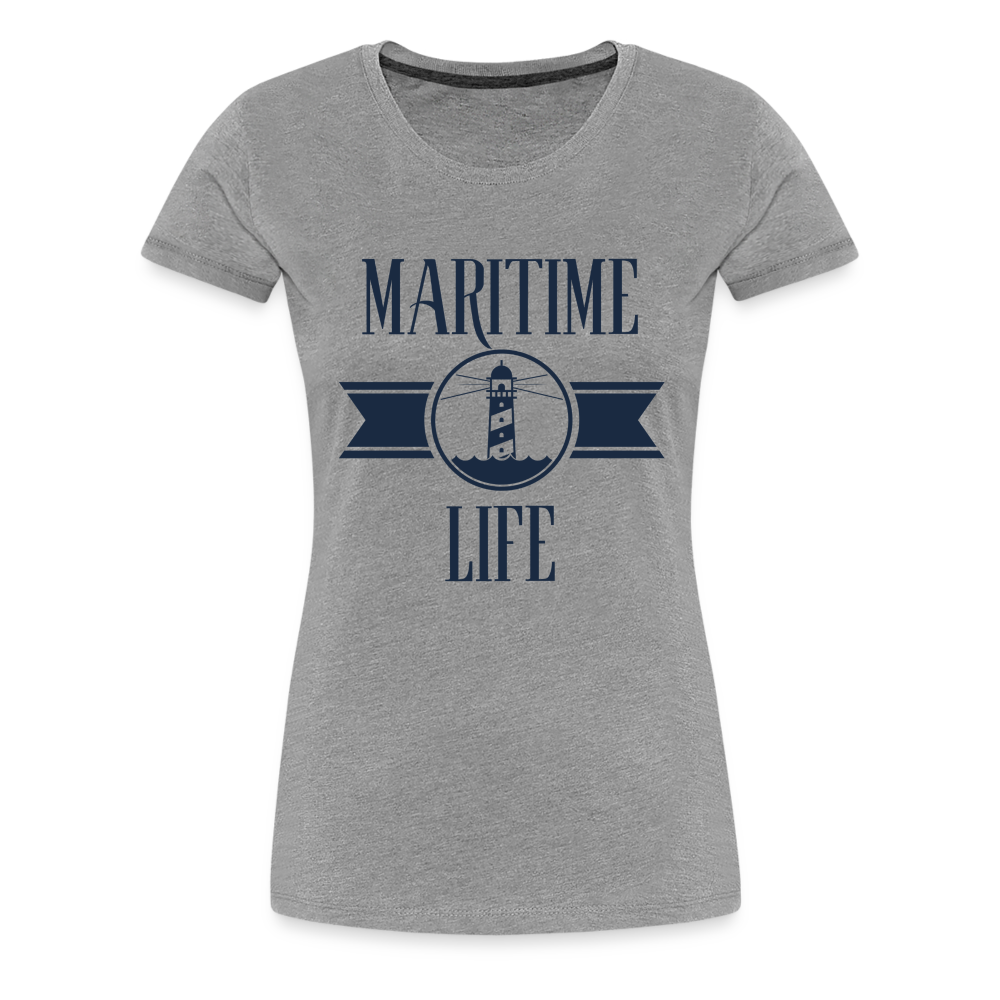 Frauen Premium T-Shirt - Maritim Life Navi - Grau meliert