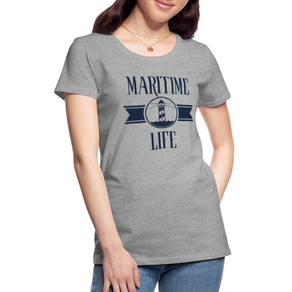 Frauen Premium T-Shirt - Maritim Life Navi - Grau meliert