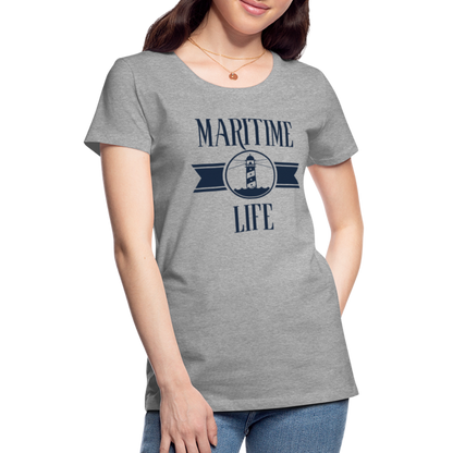 Frauen Premium T-Shirt - Maritim Life Navi - Grau meliert