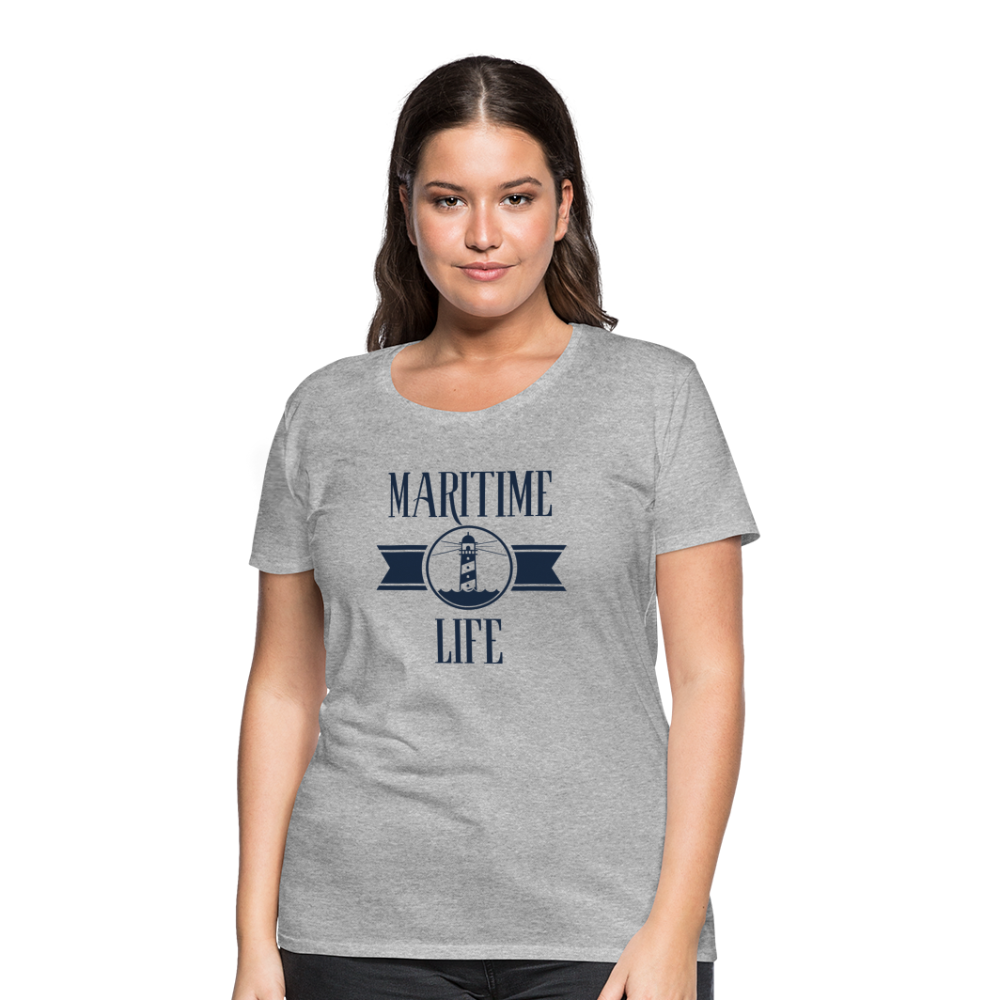 Frauen Premium T-Shirt - Maritim Life Navi - Grau meliert