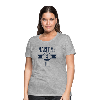 Frauen Premium T-Shirt - Maritim Life Navi - Grau meliert