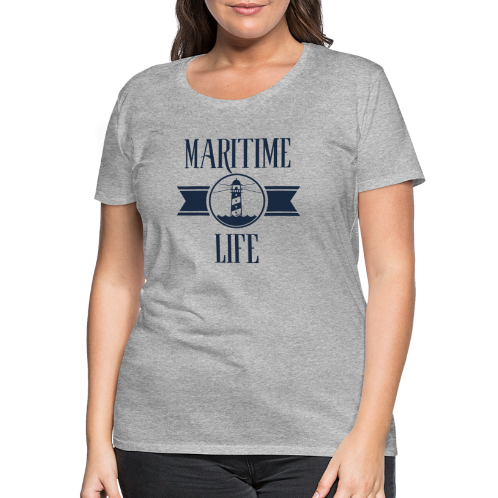 Frauen Premium T-Shirt - Maritim Life Navi - Grau meliert