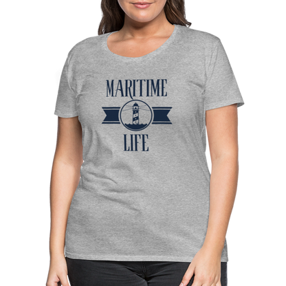 Frauen Premium T-Shirt - Maritim Life Navi - Grau meliert