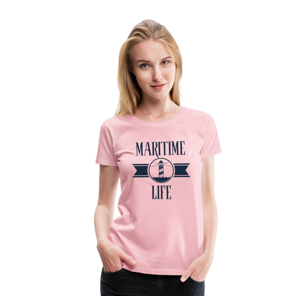 Frauen Premium T-Shirt - Maritim Life Navi - Hellrosa