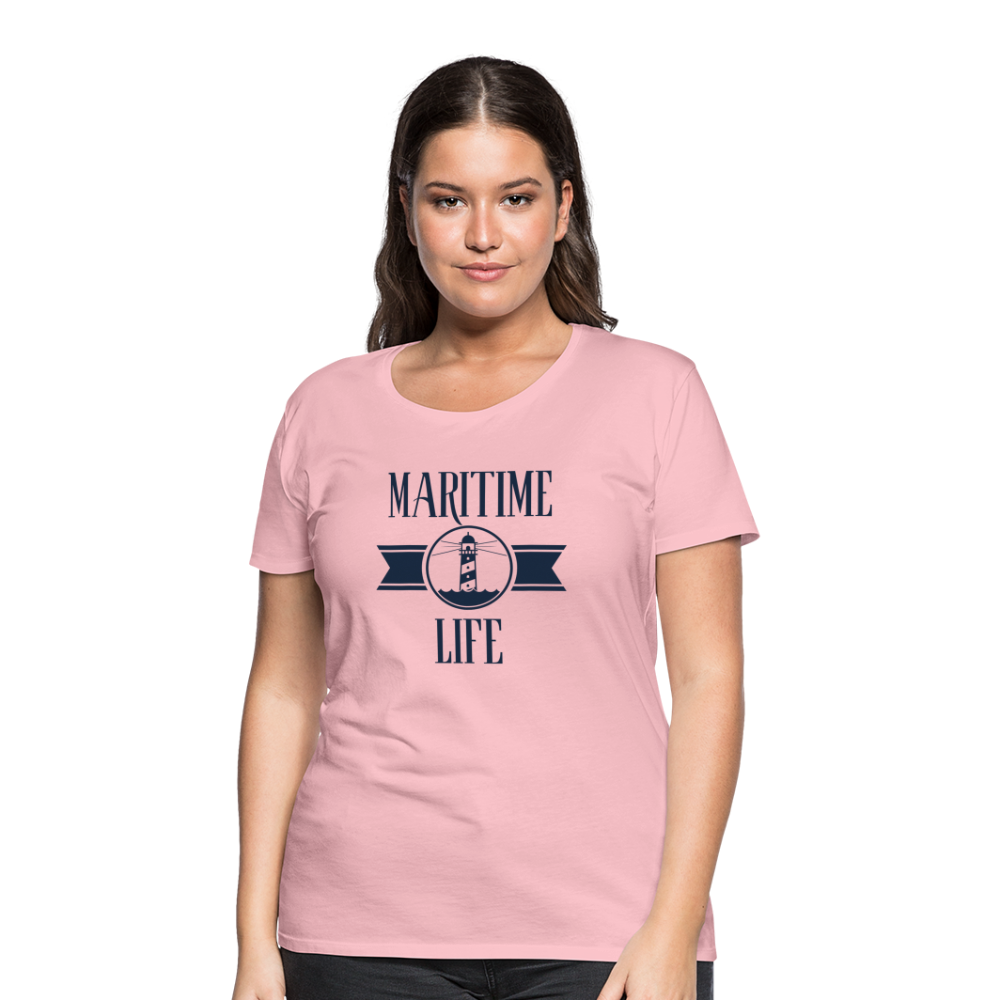 Frauen Premium T-Shirt - Maritim Life Navi - Hellrosa