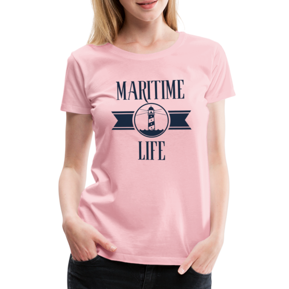 Frauen Premium T-Shirt - Maritim Life Navi - Hellrosa