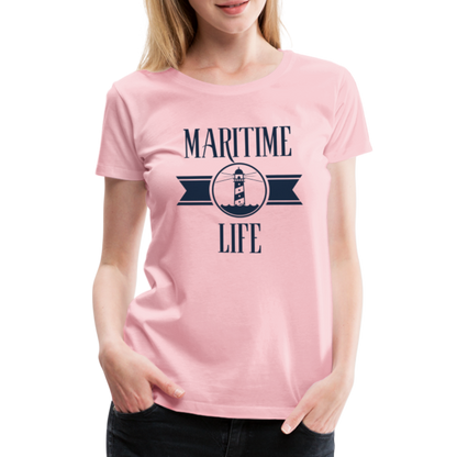 Frauen Premium T-Shirt - Maritim Life Navi - Hellrosa