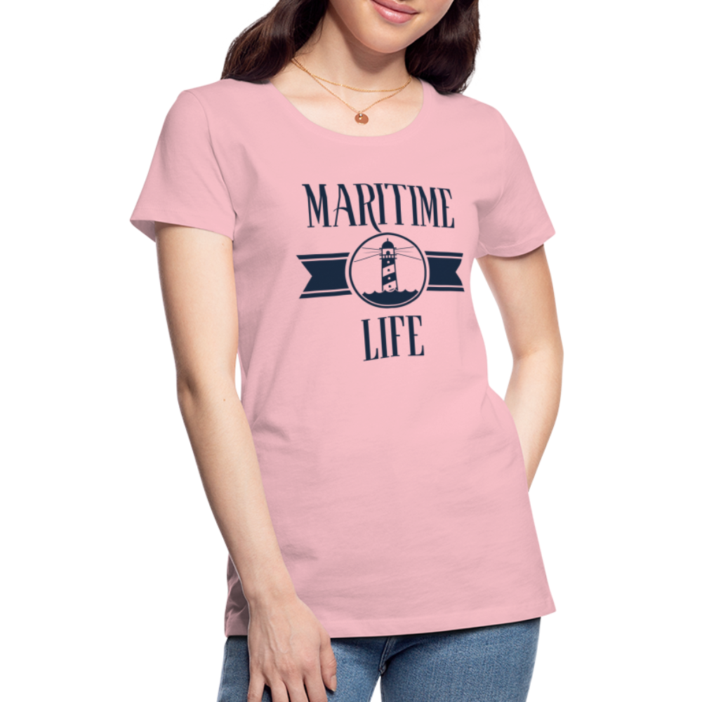 Frauen Premium T-Shirt - Maritim Life Navi - Hellrosa