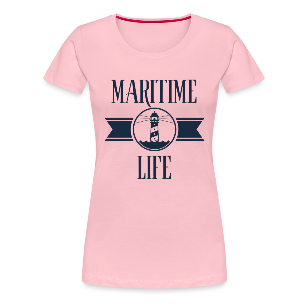 Frauen Premium T-Shirt - Maritim Life Navi - Hellrosa