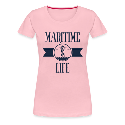 Frauen Premium T-Shirt - Maritim Life Navi - Hellrosa