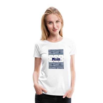 Frauen Premium T-Shirt - Moin Streifen - weiß