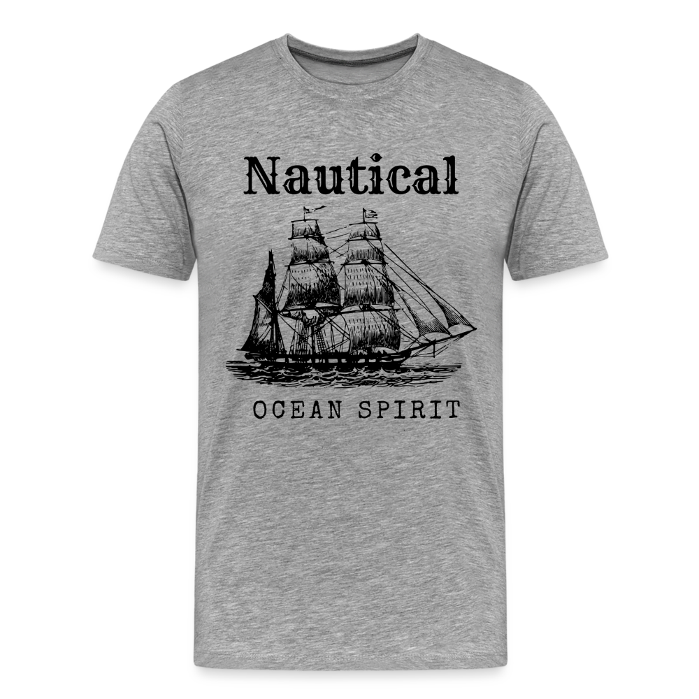 Männer Premium T-Shirt - Nautical Ocean Spirit - Grau meliert