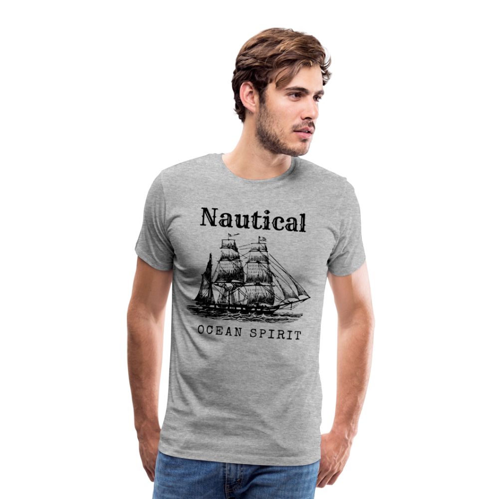 Männer Premium T-Shirt - Nautical Ocean Spirit - Grau meliert