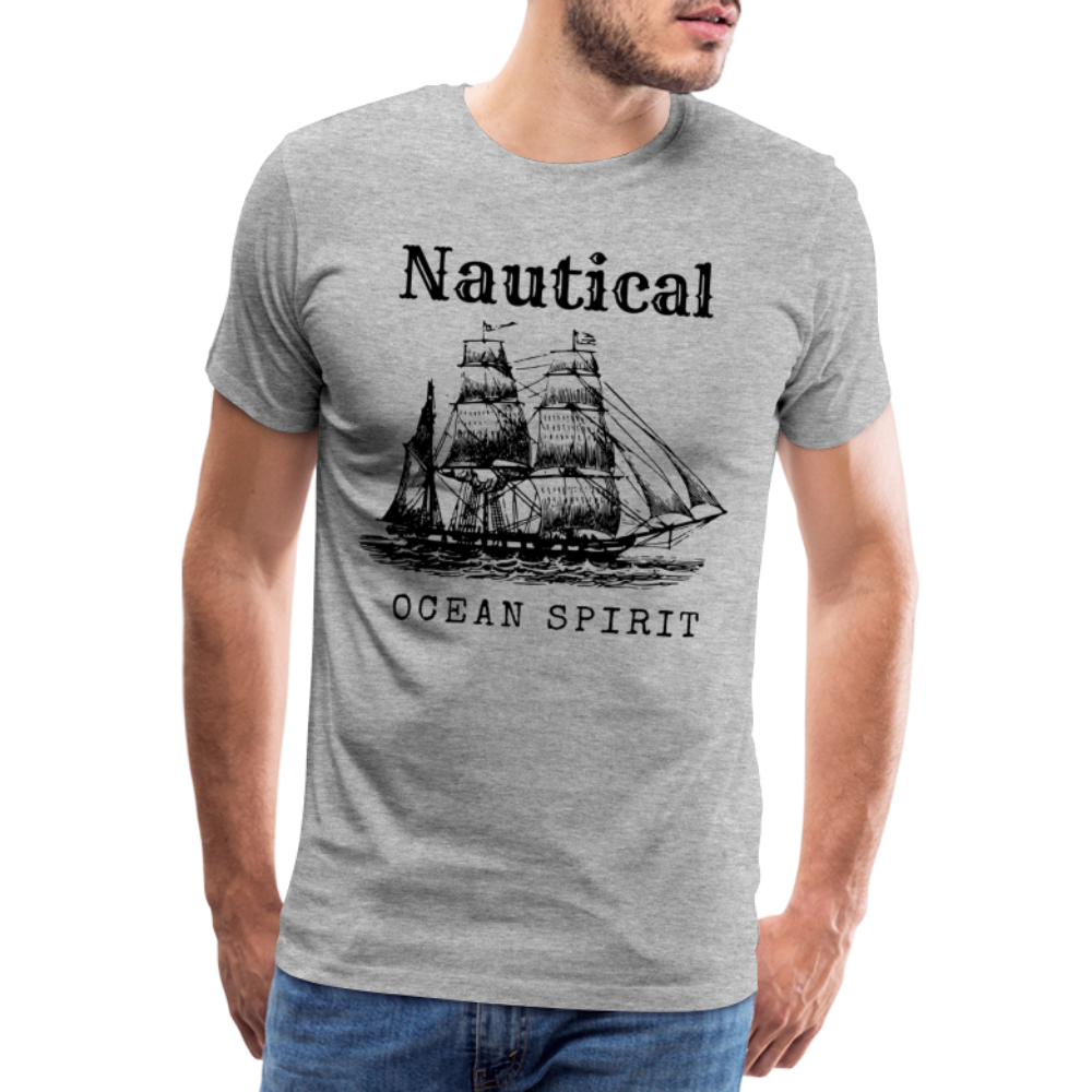 Männer Premium T-Shirt - Nautical Ocean Spirit - Grau meliert