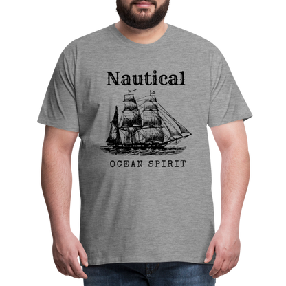 Männer Premium T-Shirt - Nautical Ocean Spirit - Grau meliert