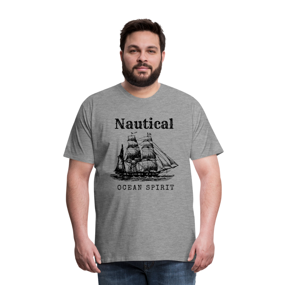 Männer Premium T-Shirt - Nautical Ocean Spirit - Grau meliert