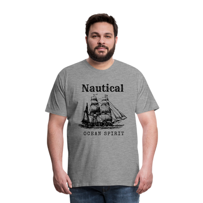 Männer Premium T-Shirt - Nautical Ocean Spirit - Grau meliert