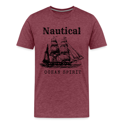 Männer Premium T-Shirt - Nautical Ocean Spirit - Bordeauxrot meliert