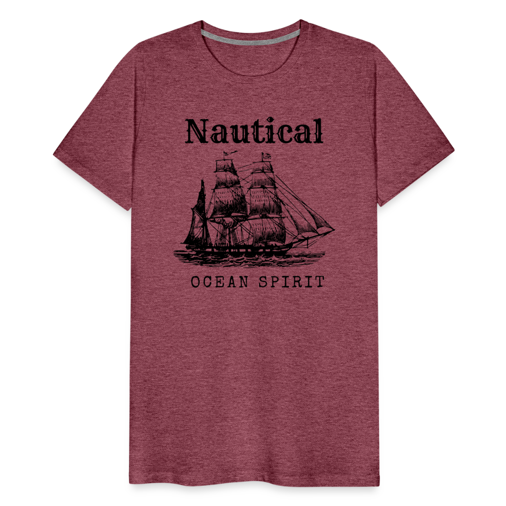 Männer Premium T-Shirt - Nautical Ocean Spirit - Bordeauxrot meliert