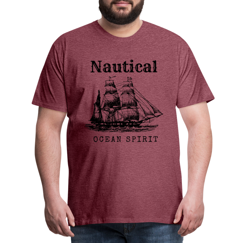 Männer Premium T-Shirt - Nautical Ocean Spirit - Bordeauxrot meliert