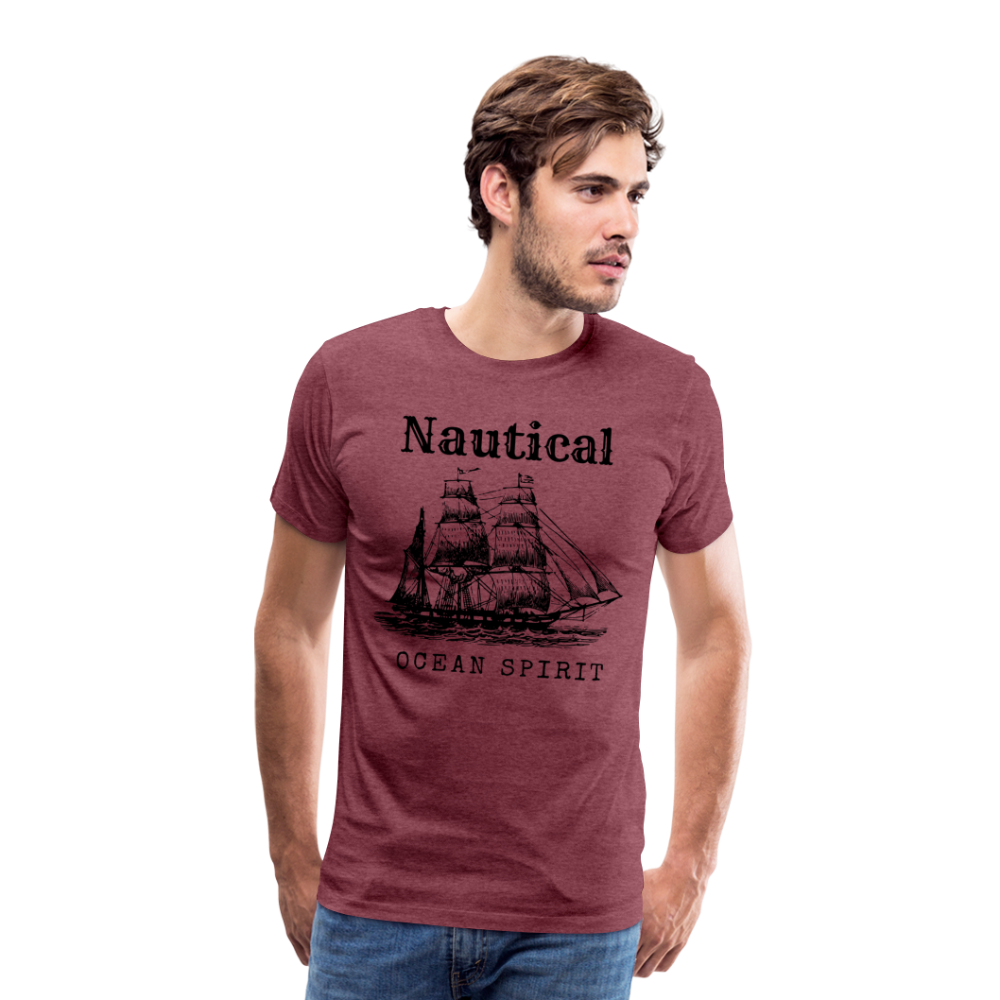 Männer Premium T-Shirt - Nautical Ocean Spirit - Bordeauxrot meliert