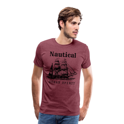 Männer Premium T-Shirt - Nautical Ocean Spirit - Bordeauxrot meliert