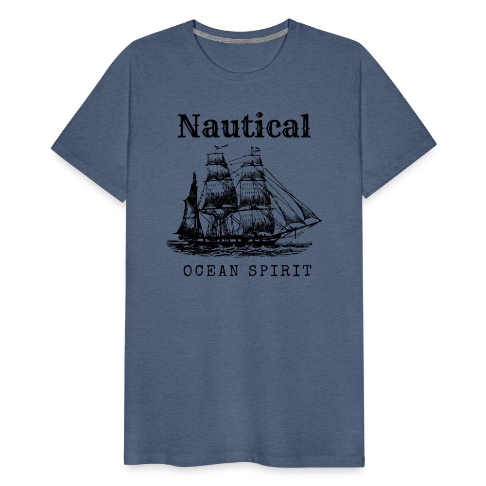 Männer Premium T-Shirt - Nautical Ocean Spirit - Blau meliert