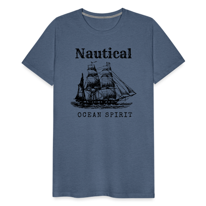 Männer Premium T-Shirt - Nautical Ocean Spirit - Blau meliert