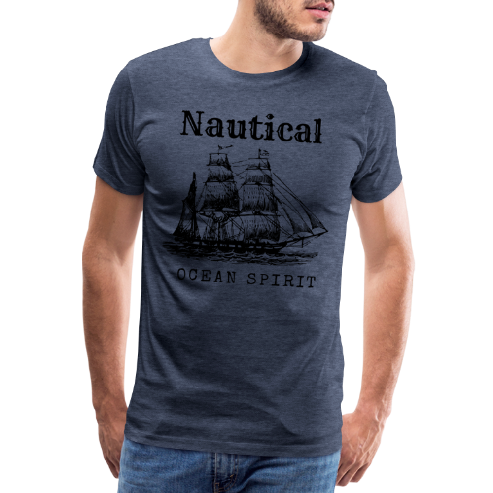 Männer Premium T-Shirt - Nautical Ocean Spirit - Blau meliert