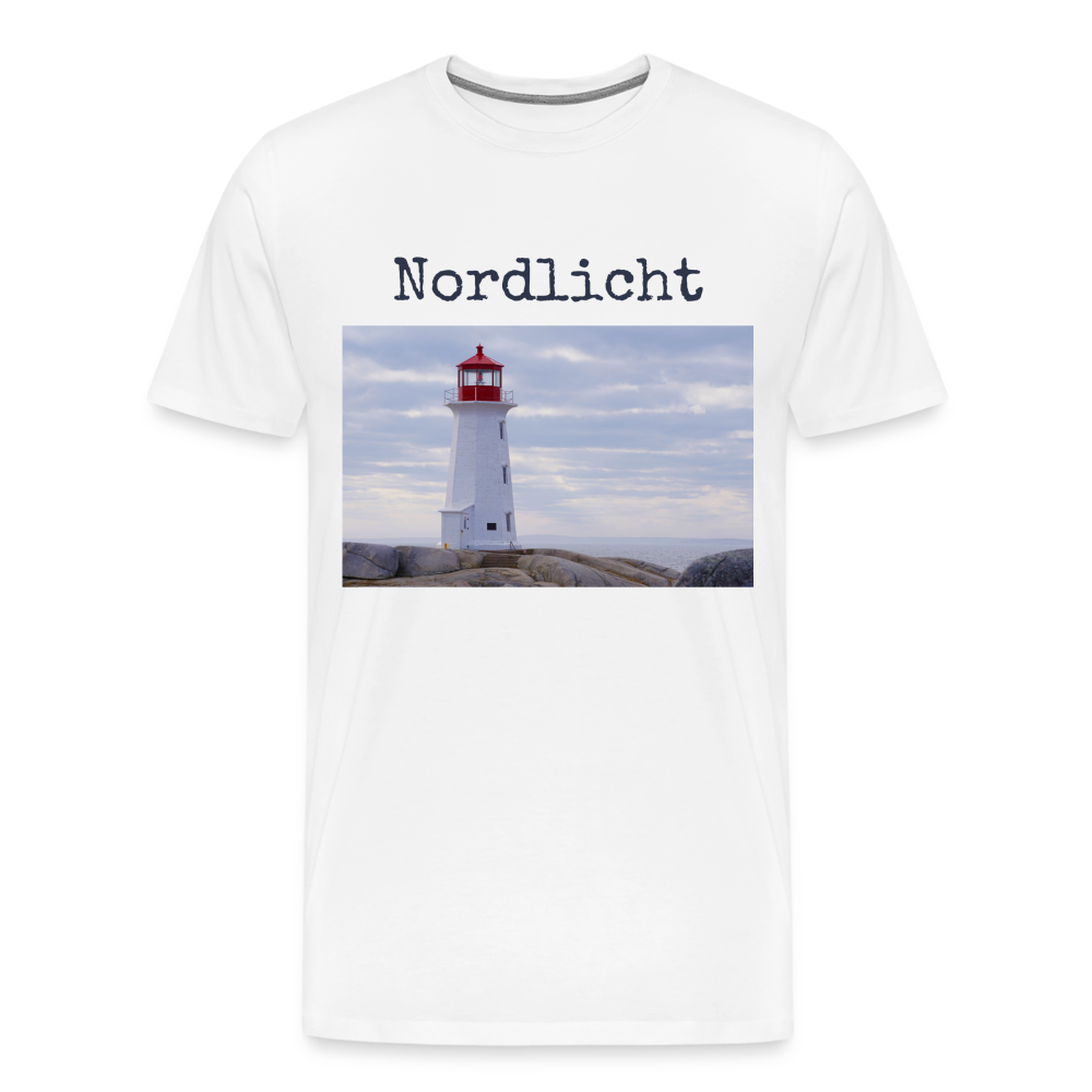 Männer Premium T-Shirt - Nordlicht Leuchtturm - weiß